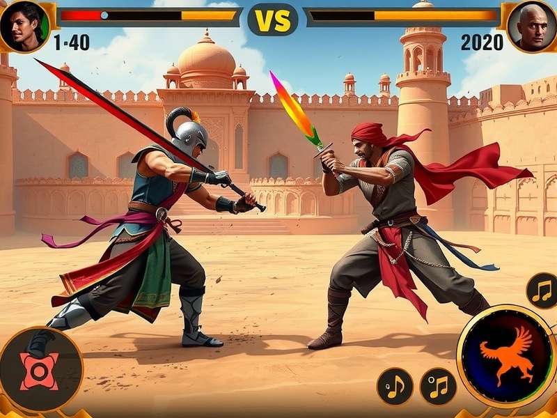 Sizzling Blade Dueling Gameplay Mechanics showing the Rhythm Combat System with traditional Indian music beats